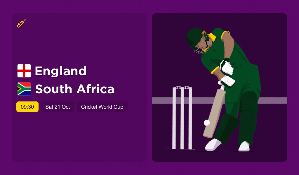 THE EDGE Sat: Cricket World Cup: ENGLAND v SOUTH AFRICA