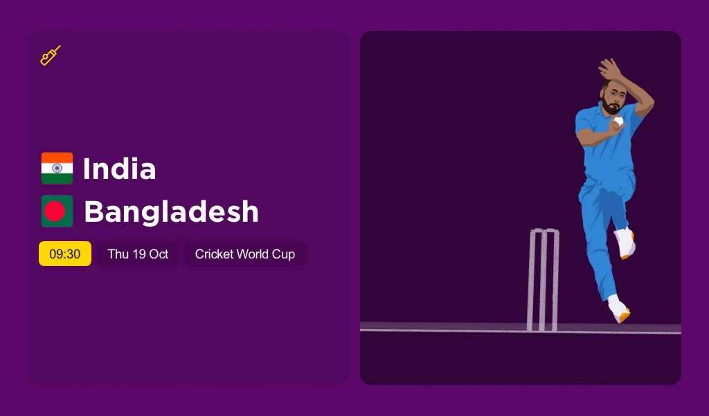 THE EDGE Thurs: Cricket World Cup: INDIA v BANGLADESH