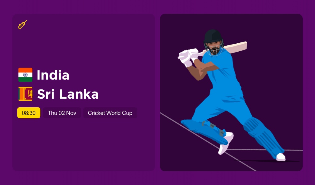 THE EDGE Thurs: Cricket World Cup: INDIA v SRI LANKA