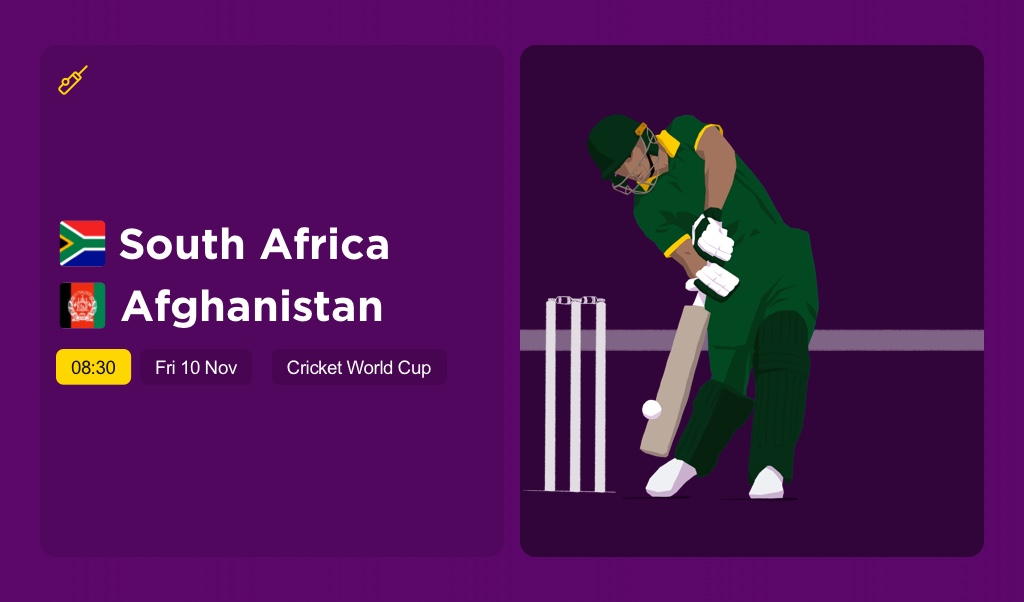 THE EDGE Fri: Cricket World Cup AFGHANISTAN v SOUTH AFRICA